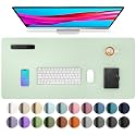 Aothia Large PU Leather Desk Pad Protector - Non-Slip Mouse Pad &amp; Writing Mat for Office/Home, Waterproof, Easy to Clean (23.6" x 13.7", Aqua)