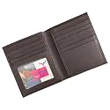 Leather European Bifold Hipster Mens Wallet With Heavy Duty Vinyl Wallet Insert (Brown)
