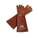 Leather Gardening Gloves for Women &amp; Men, Long Garden Gloves, Cowhide Gauntlet Rose Pruning Thorn Resistant, Forearm Protection, Small, Brown