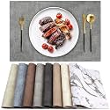 Leather Heat Resistant Placemats Set of 4 Waterproof Wipeable Washable PU Table Mats,Easy to Clean Anti-Slip (4, Light Grey)