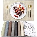 Leather Heat Resistant Placemats Set of 4 Waterproof Wipeable Washable PU Table Mats,Easy to Clean Anti-Slip (4, Beige)