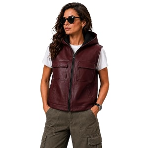 leather jacket for woman  gilet sleeveless riding jacket for women bikers