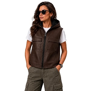 leather jacket for woman  gilet sleeveless riding jacket for women bikers