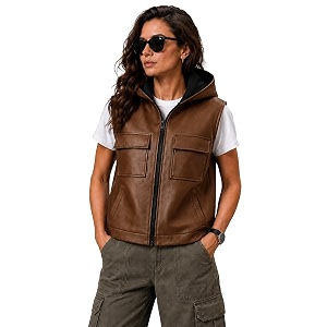 leather jacket for woman  gilet sleeveless riding jacket for women bikers