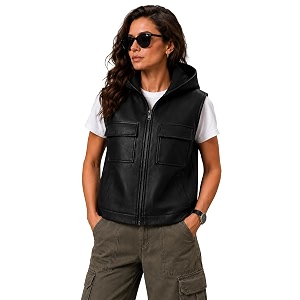 leather jacket for woman  gilet sleeveless riding jacket for women bikers