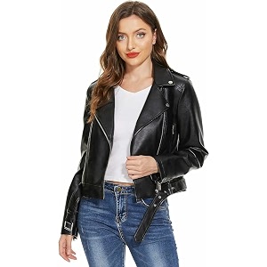 Leather Jacket for women biker black
