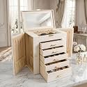 Leather Jewelry Box Organizer, 6-Layer Large Capacity, White