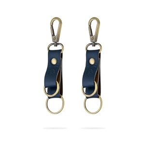 leather key chain with 2 hooks duoloop for men and women key holder key organizer