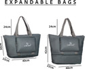 Leather Land Foldable And expansion Travel, shopping bag in Stone Black Small Travel Bag  - Regular