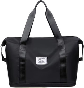 leather land luxury foldable travel bag in black small travel bag  - 2in 1 size