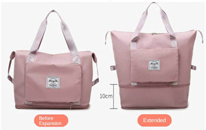 leather land luxury foldable travel bag in onion pink small travel bag  - 2in 1 size