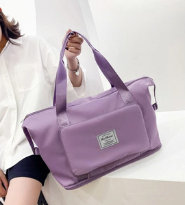 leather land luxury foldable travel bag in lavender small travel bag  - 2in 1 size