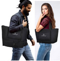 Leather Land Luxury Foldable travel bag in COAL BLACK Small Travel Bag  - 2in 1 Size