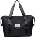 Leather Land Luxury Foldable travel bag in Black Small Travel Bag  - 2in 1 Size