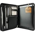 Leather Portfolio for Men - Padfolio Case for Men and Women Zipper Binder