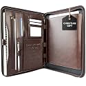 Leather Portfolio for Men - Padfolio Case for Men and Women Zipper Binder