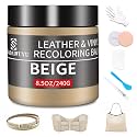 Leather Recoloring Balm,8.5oz Leather Color Restorer,Beige Leather Repair kit for Furniture and Car Interior,Leather Couch Scratch Repair,Leather Dye Paint for Faded,Cracked and Damaged Leather