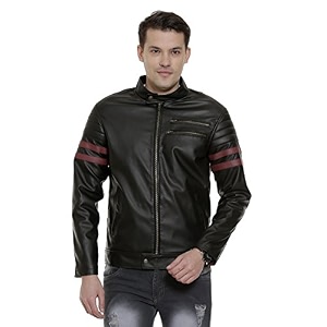 Leather Retail cherry striped Faux Leather Jacket