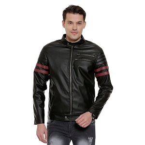 Leather Retail cherry striped Faux Leather Jacket