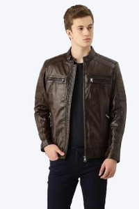 Leather Retail Full Sleeve Solid Men Jacket