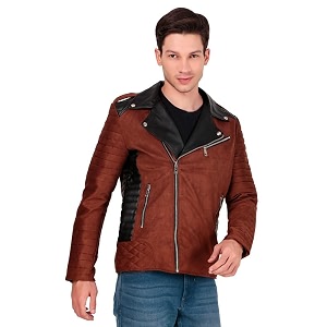 Leather Retail Mens Casual Suede Leather Motor