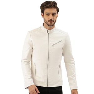 Leather Retail Men Solid Jacket