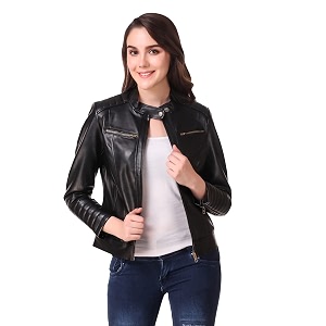 Leather Retail Womens Solid Jacket