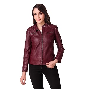 Leather Retail Womens Solid Jacket