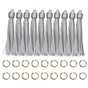 4.3'' Silver White Leather Tassels 12Pcs for Keychains