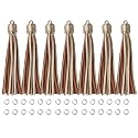 4.3'' Metallic Gold Leather Tassels 12Pcs with Silver Caps