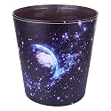 Leather Trash Can, Decorative Waste Basket, 10L Capacity Small Waste Paper Basket, Waterproof Garbage Can for Bathroom, Bedroom, Office, Kitchen and Living Room - Starry Sky