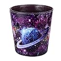 Leather Trash Can, Decorative Waste Basket, 10L Capacity Small Waste Paper Basket, Waterproof Garbage Can for Bathroom, Bedroom, Office, Kitchen and Living Room - Starry Sky