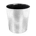 Leather Trash Can, Decorative Waste Basket, 10L Capacity Small Waste Paper Basket, Waterproof Garbage Can for Bathroom, Bedroom, Office, Kitchen and Living Room - Silver