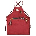 LEATHER VILLAGE Chef Aprons for Men Women with Large Pockets, Cotton Canvas Cross Back Adjustable Work Apron, Size M to XXL