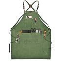 LEATHER VILLAGE Chef Aprons for Men Women with Large Pockets, Cotton Canvas Cross Back Adjustable Work Apron, Size M to XXL