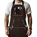 LEATHER VILLAGE Work Apron - Heavy Duty Woodworking Apron for Men with Tool Pockets for Woodworkers, Blacksmiths, Carpenters – Brown Color (Size M to XXL)