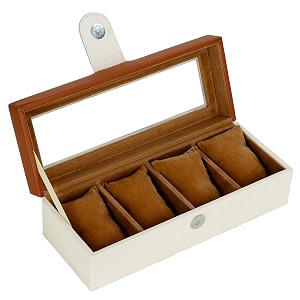 leather world watch box holder organizer case in 4 slots of watches for men and women with transparent display tan
