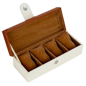 leather world watch box holder organizer case in 4 slots of watches for men and women tan