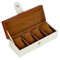 Leather World Watch Box Holder Organizer Case in 4 Slots of Watches for Men and Women (Tan)