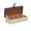 Leather World Watch Box Holder Organizer Case in 4 Slots of Watches for Men and Women (Blue)