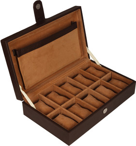 leatherworld luxury designer watch box case organizer holder watch box brown holds 10 watches