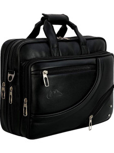 leather world men black messenger bag