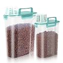 LEAWALK 3+5Lbs Airtight Dog Cat Pet Food Storage Container (Clear Blue)