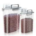 LEAWALK 3+5Lbs Airtight Dog Cat Pet Food Storage Container (Clear Grey)