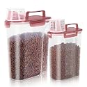 LEAWALK 3+5Lbs Airtight Dog Cat Pet Food Storage Container (Clear Pink)