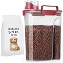 LEAWALK 5-7Lbs Airtight Dog Cat Pet Food Storage Container-Elegant Red