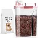 LEAWALK 5-7Lbs Airtight Dog Cat Pet Food Storage Container- Clear pink