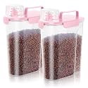 LEAWALK 5-7Lbs Dog Cat Pet Food Storage Container (Light Pink 2 pack)