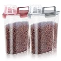 LEAWALK 5-7Lbs Dog Cat Pet Food Storage Container-Claer(Pink+Grey)