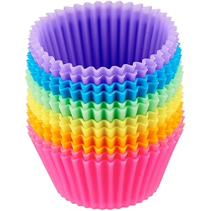 leawall reusable silicone 6 pieces round moulds for muffinscupcakejellycake